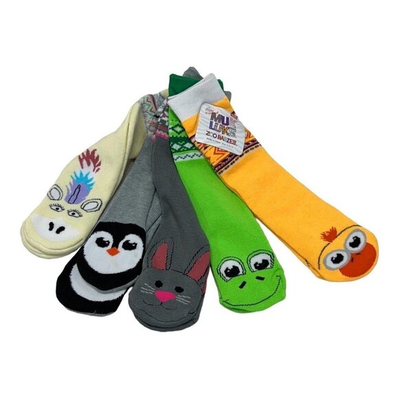 Muk Luks Kids 11-1  ZOO BABIES Socks For Clear Rain Boots 5 Pack - Picture 3 of 3